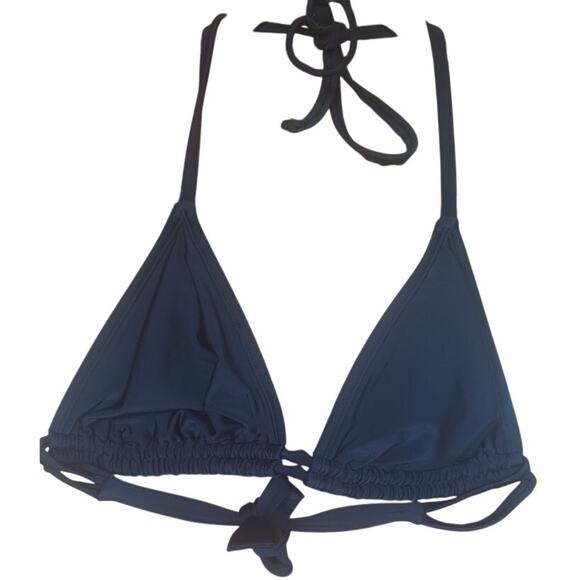 Xhilaration Black Bikini Padded Halter Top Wide Double Back Strap Women's D/DD - Picture 2 of 6